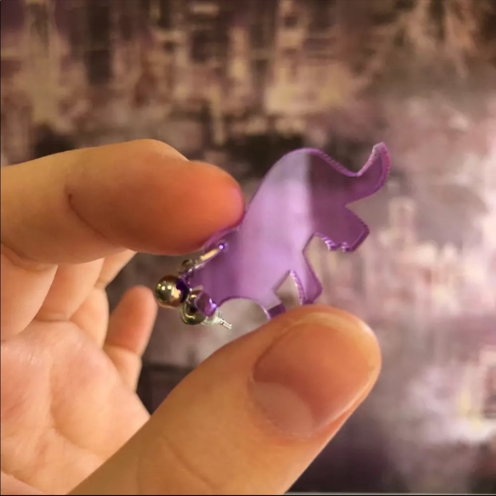 Earrings Dinosaur Post Back Acrylic - Picture 4 of 8